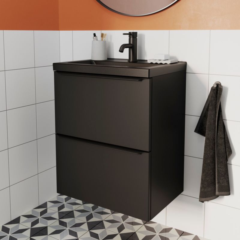 GoodHome Imandra Slim væghængt vaskeskab 50 cm mat sort
