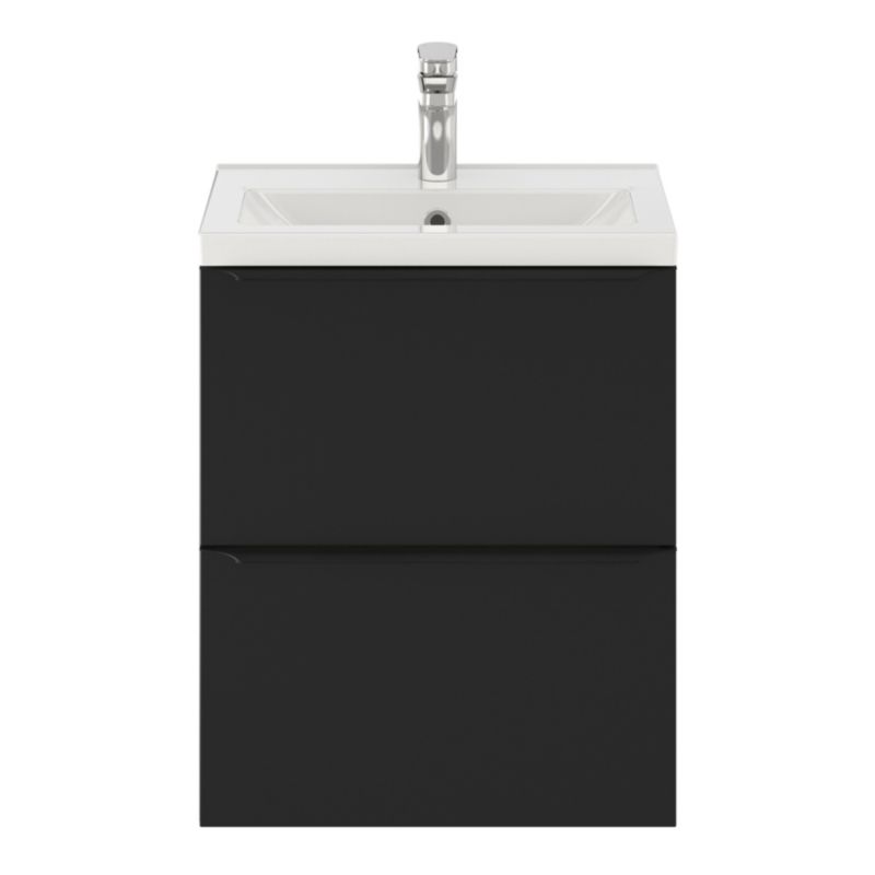 Hængeskab 50 cm Mat Sort 2 Skuffer