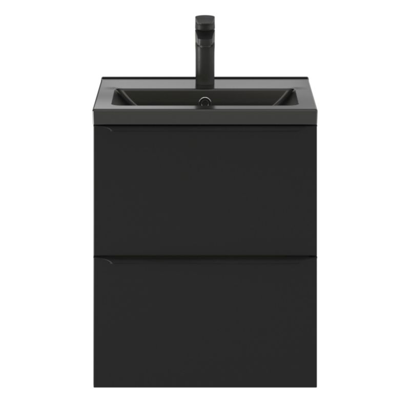 Hængeskab 50 cm Mat Sort 2 Skuffer
