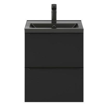 Hængeskab 50 cm Mat Sort 2 Skuffer