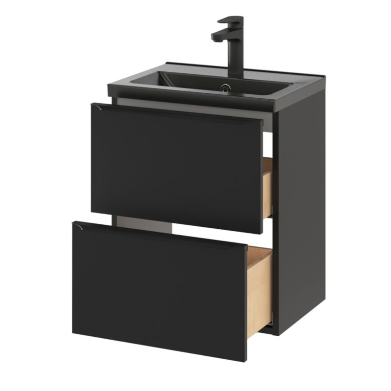 GoodHome Imandra Slim væghængt vaskeskab 50 cm mat sort