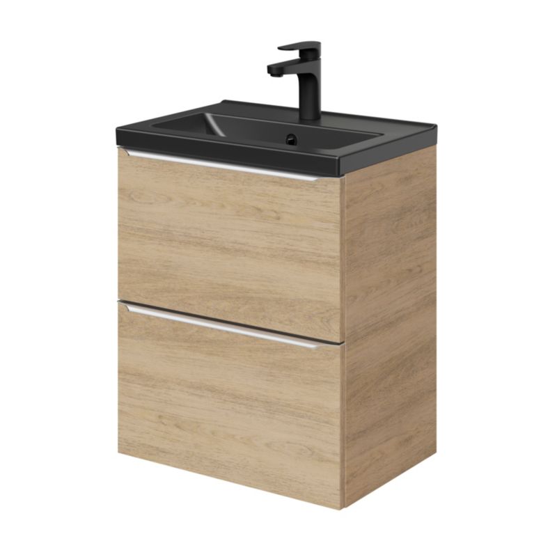GoodHome Imandra Slim væghængt vaskeskab 50 cm i egetræ