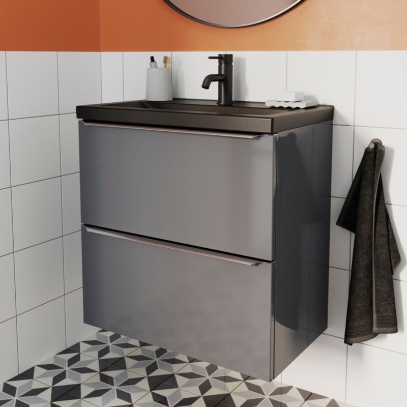 GoodHome Imandra Slim væghængt vaskeskab 60 cm antracit