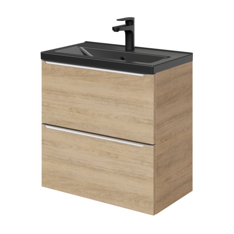 GoodHome Imandra Slim væghængt vaskeskab 60 cm i egetræ