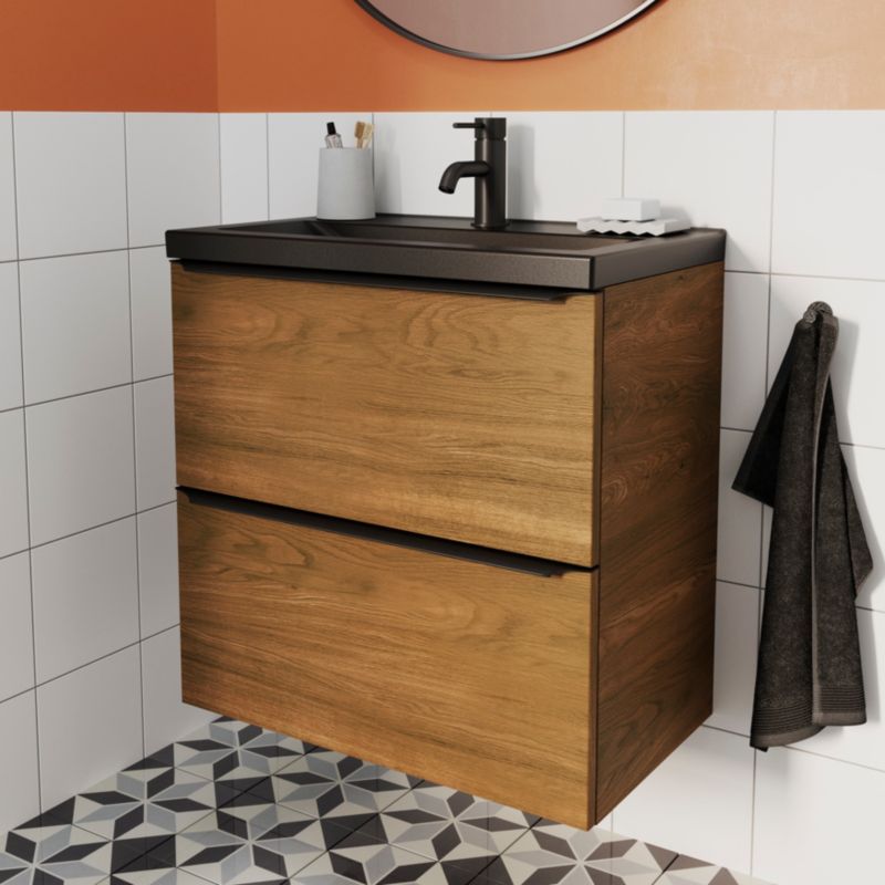 Goodhome Imandra Slim væghængt vaskeskab 60 cm i valnød