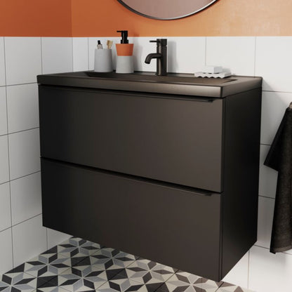 GoodHome Imandra Slim væghængt underskab til vask 80 cm mat sort