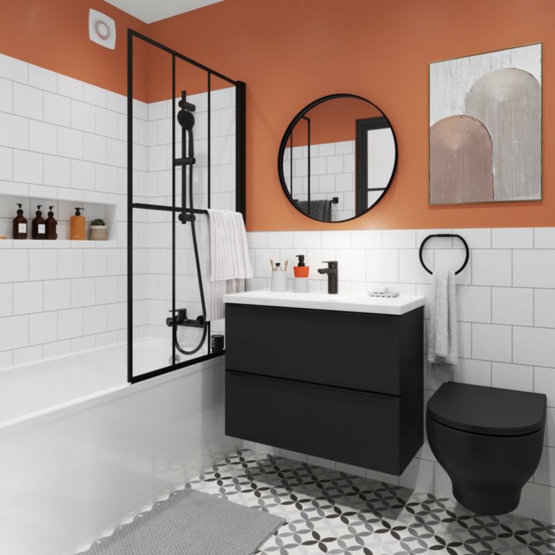 GoodHome Imandra Slim væghængt underskab til vask 80 cm mat sort