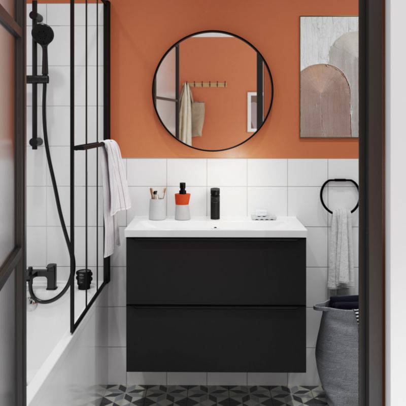 Vaskeskab Imandra Slim 80 cm Mat Sort