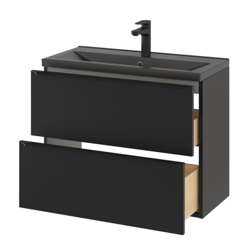 GoodHome Imandra Slim væghængt underskab til vask 80 cm mat sort