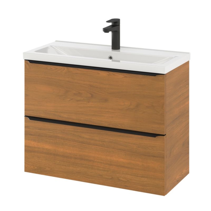 Goodhome Imandra Slim væghængt vaskeskab 80 cm valnød