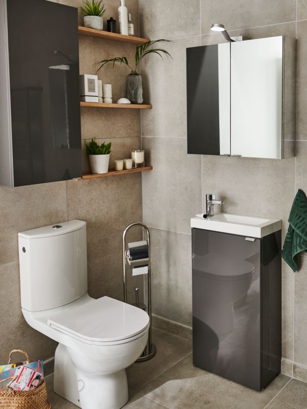 Fritstående vaskeskab GoodHome Imandra 44 cm i antracit