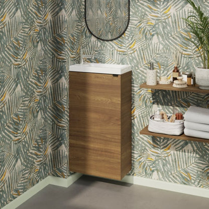 Fritstående vaskeskab Goodhome Imandra 44 cm valnød
