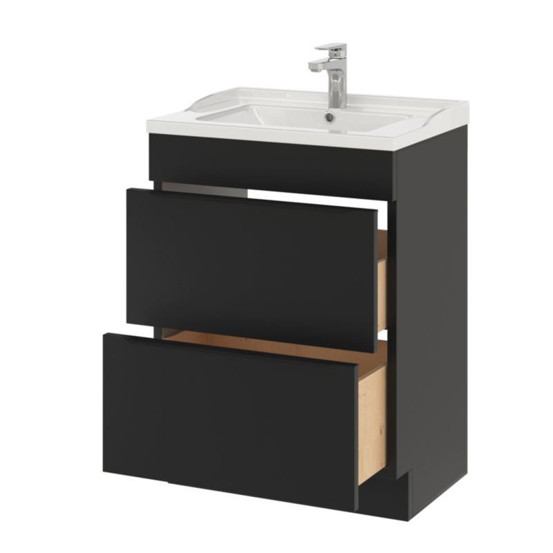 GoodHome Imandra fritstående vaskeskab 60 cm mat sort