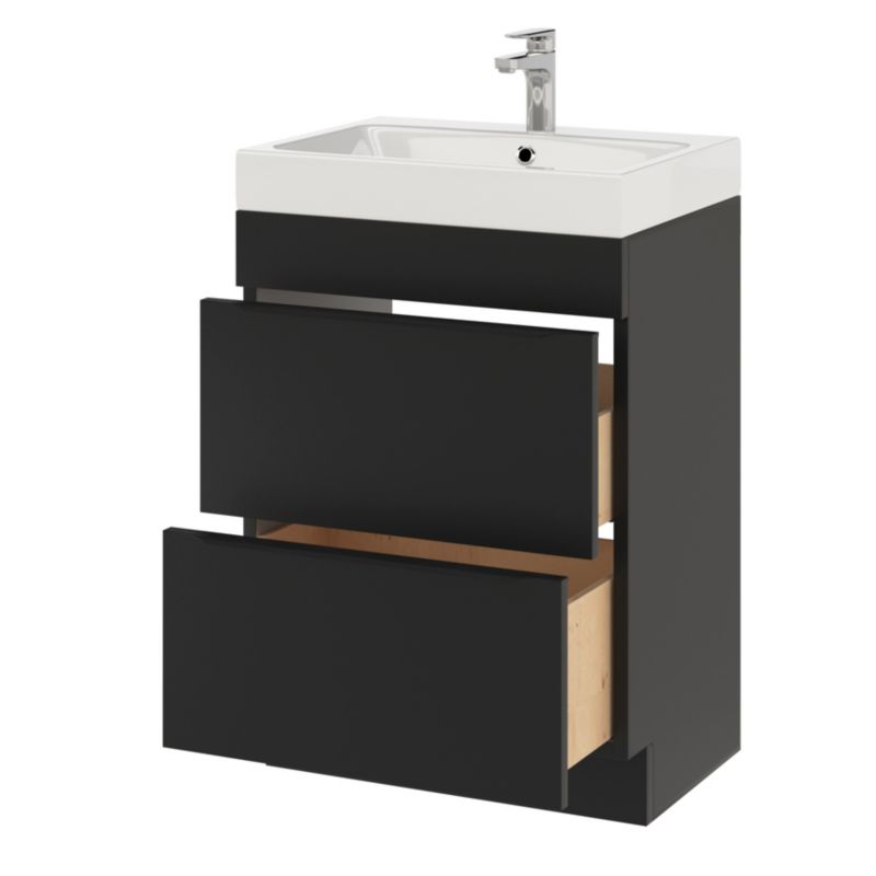 GoodHome Imandra fritstående vaskeskab 60 cm mat sort