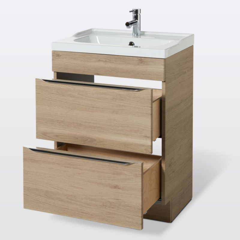 Fritstående vaskeskab GoodHome Imandra 60 cm i egetræ