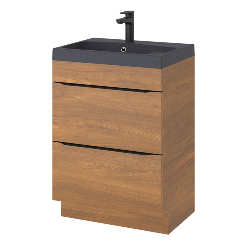Stående vaskeskab Goodhome Imandra 60 cm valnød