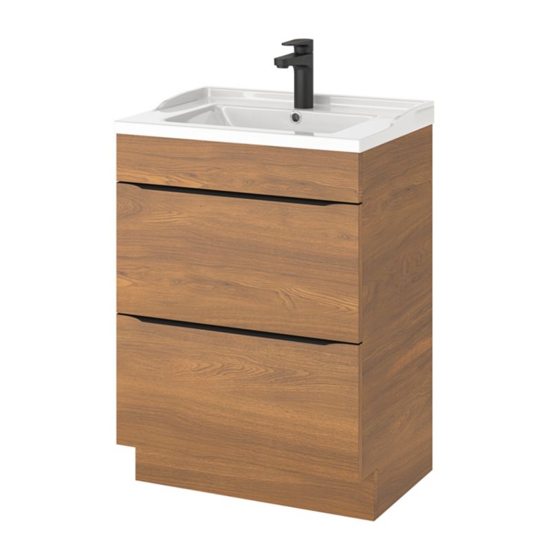 Stående vaskeskab Goodhome Imandra 60 cm valnød