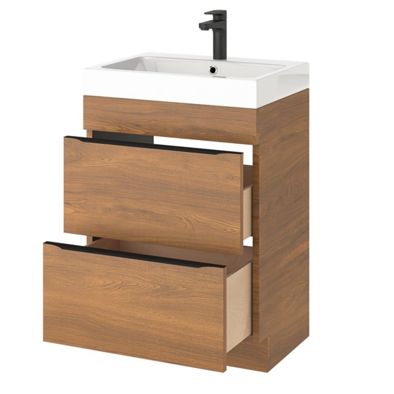 Stående vaskeskab Goodhome Imandra 60 cm valnød
