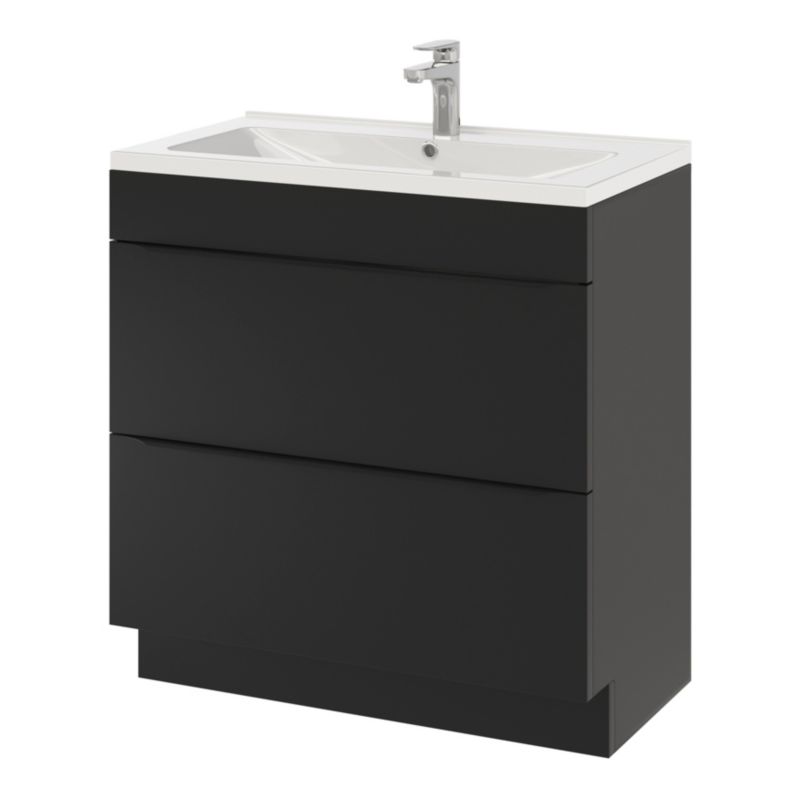 GoodHome Imandra fritstående vaskeskab 80 cm mat sort