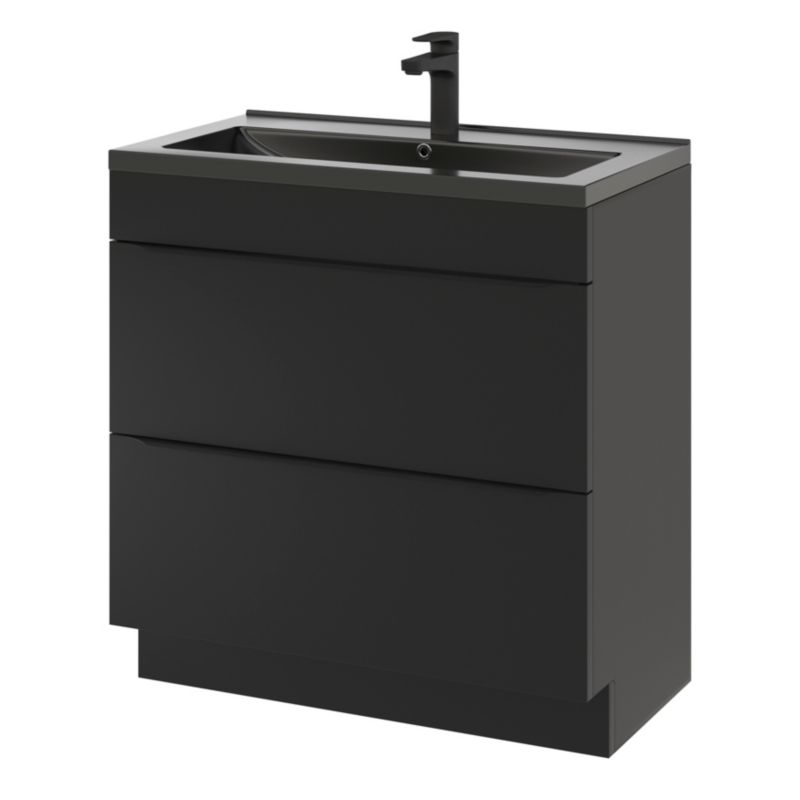 GoodHome Imandra fritstående vaskeskab 80 cm mat sort