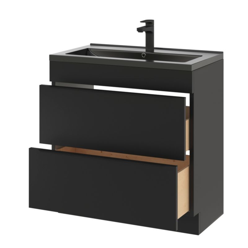 GoodHome Imandra fritstående vaskeskab 80 cm mat sort