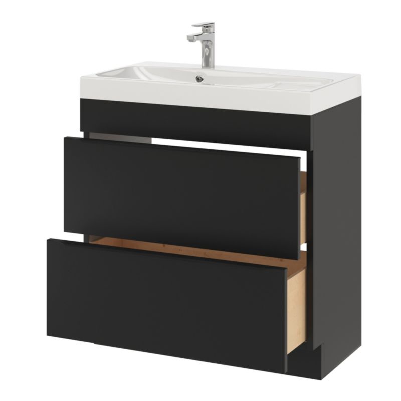 GoodHome Imandra fritstående vaskeskab 80 cm mat sort