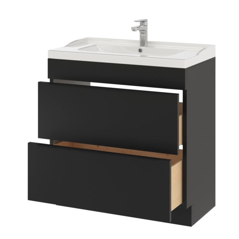 GoodHome Imandra fritstående vaskeskab 80 cm mat sort