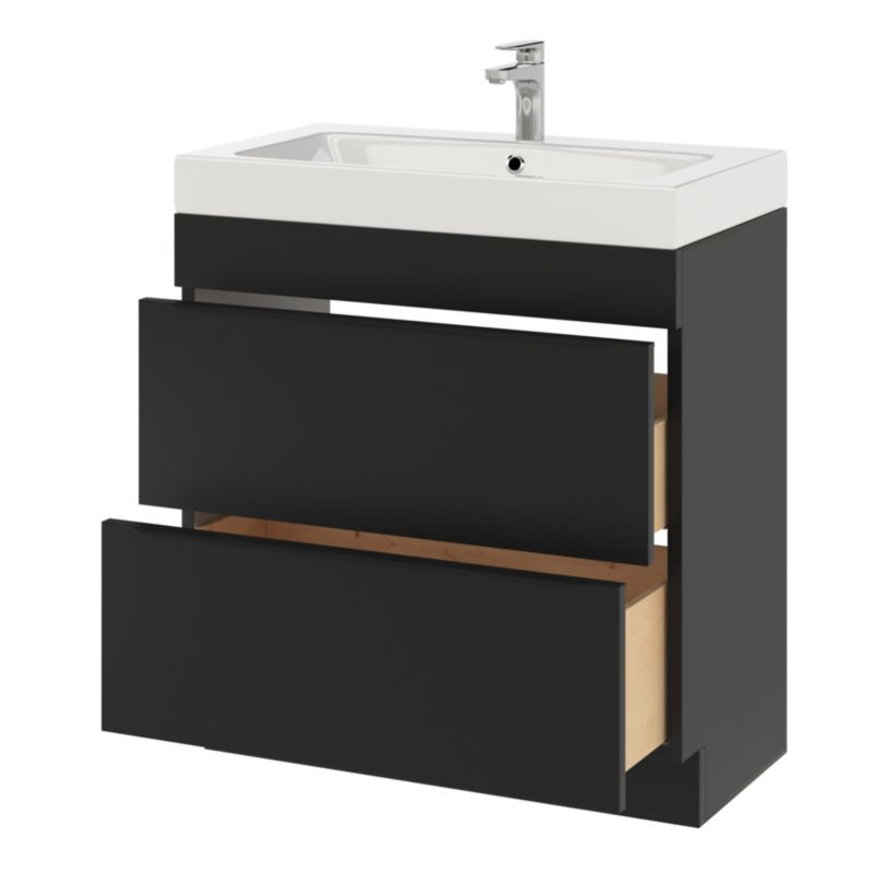 GoodHome Imandra fritstående vaskeskab 80 cm mat sort