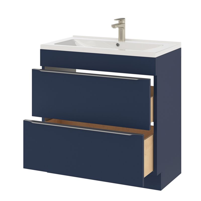 GoodHome Imandra fritstående vaskeskab 80 cm mat‑mørkeblå
