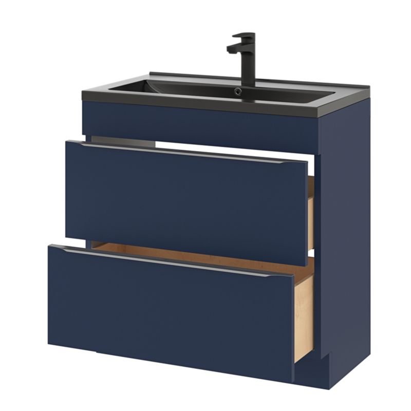 GoodHome Imandra fritstående vaskeskab 80 cm mat‑mørkeblå