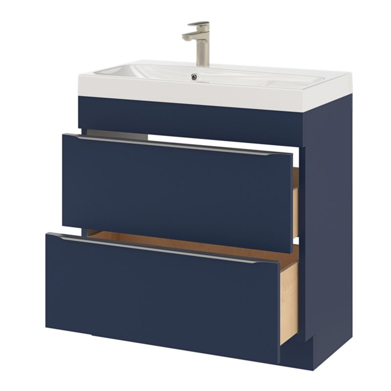 GoodHome Imandra fritstående vaskeskab 80 cm mat‑mørkeblå