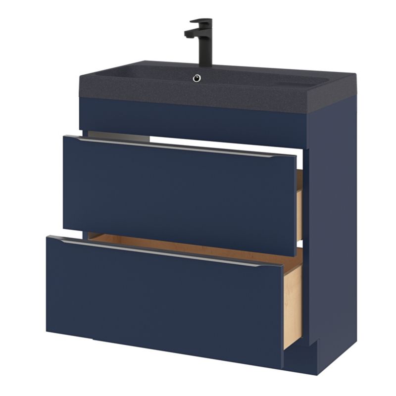 GoodHome Imandra fritstående vaskeskab 80 cm mat‑mørkeblå