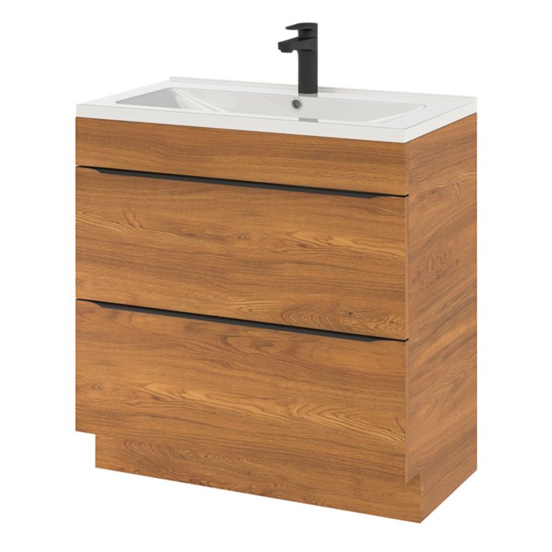Fritstående vaskeskab Goodhome Imandra 80 cm valnød
