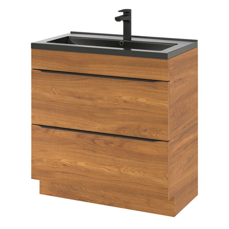 Fritstående vaskeskab Goodhome Imandra 80 cm valnød