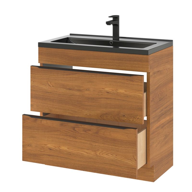 Fritstående vaskeskab Goodhome Imandra 80 cm valnød