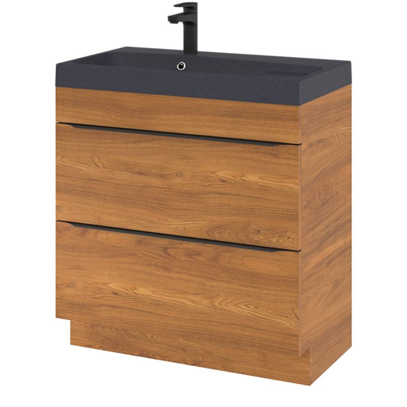 Fritstående vaskeskab Goodhome Imandra 80 cm valnød