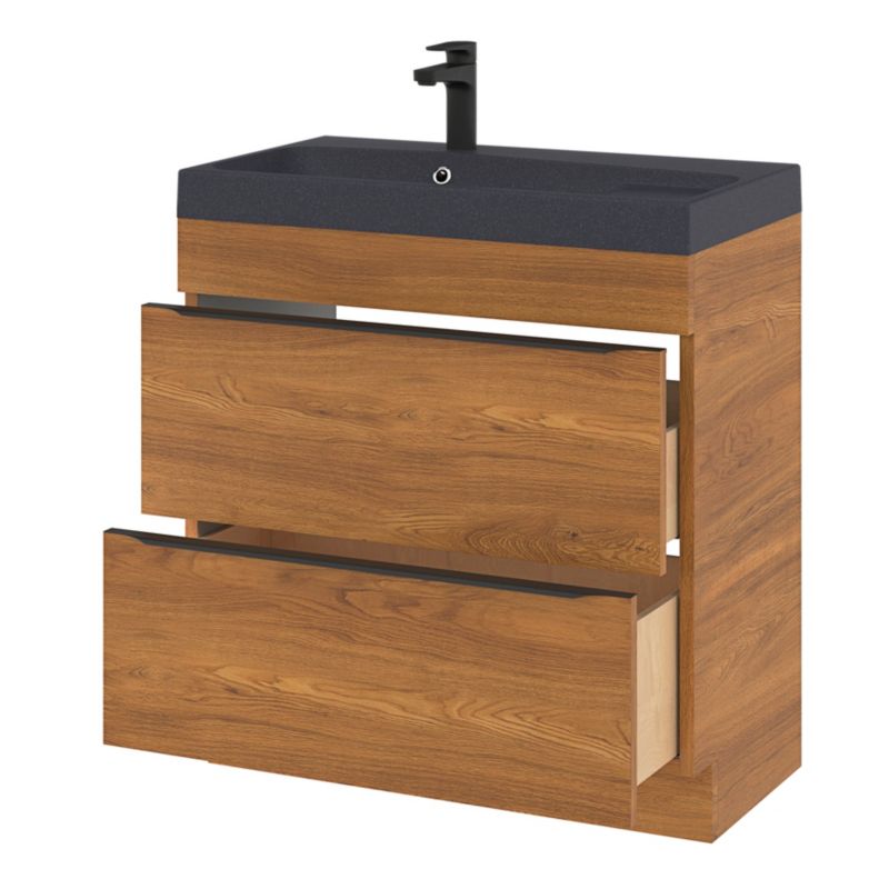 Fritstående vaskeskab Goodhome Imandra 80 cm valnød