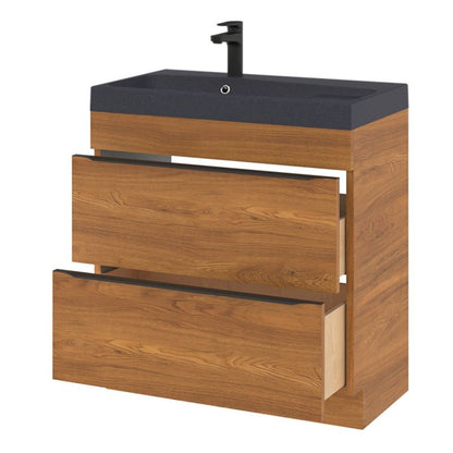Fritstående vaskeskab Goodhome Imandra 80 cm valnød