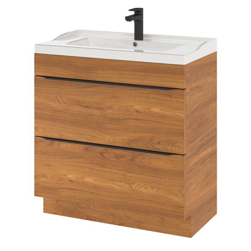 Fritstående vaskeskab Goodhome Imandra 80 cm valnød