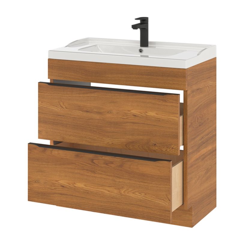 Fritstående vaskeskab Goodhome Imandra 80 cm valnød