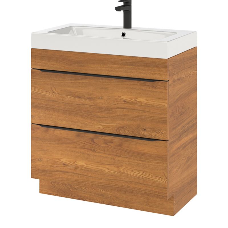 Fritstående vaskeskab Goodhome Imandra 80 cm valnød
