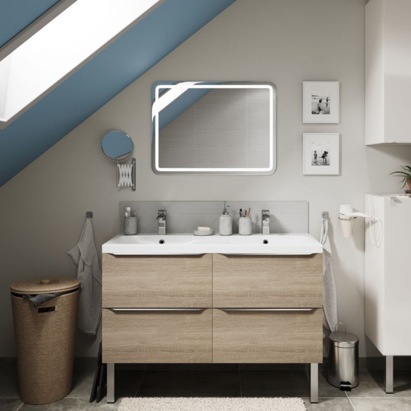 GoodHome Imandra væghængt underskab til vask 120 cm i egetræ