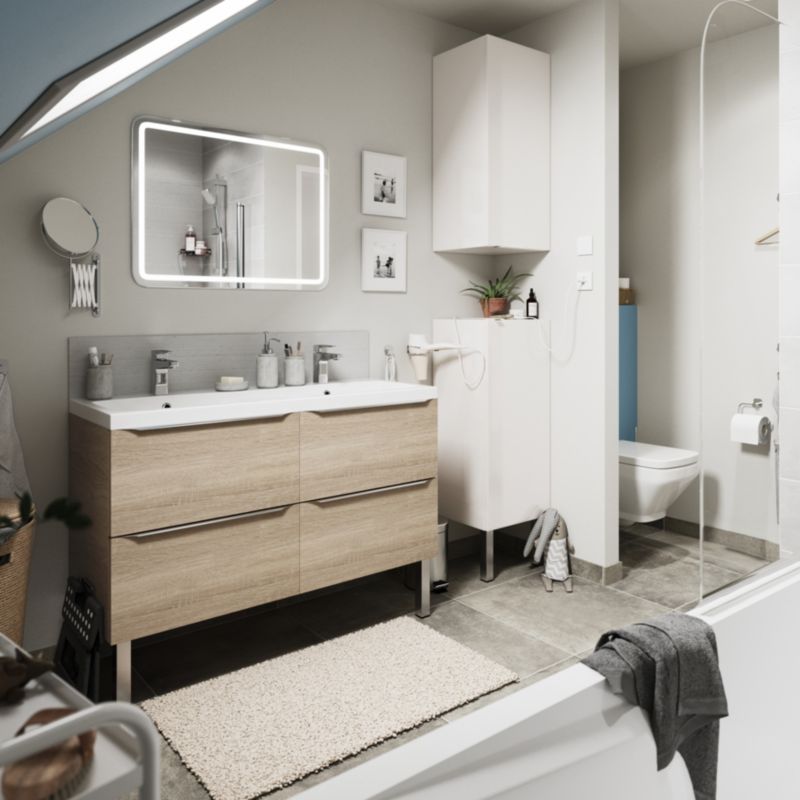 GoodHome Imandra væghængt underskab til vask 120 cm i egetræ