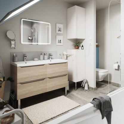 GoodHome Imandra væghængt underskab til vask 120 cm i egetræ