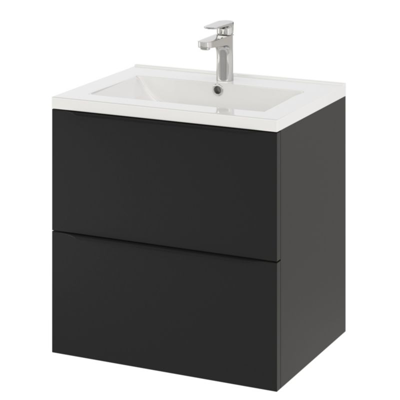 GoodHome Imandra væghængt vaskeskab 60 cm mat sort