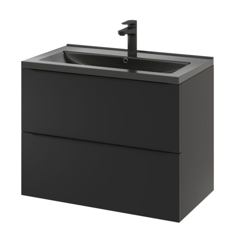 GoodHome Imandra væghængt vaskeskab 80 cm mat sort