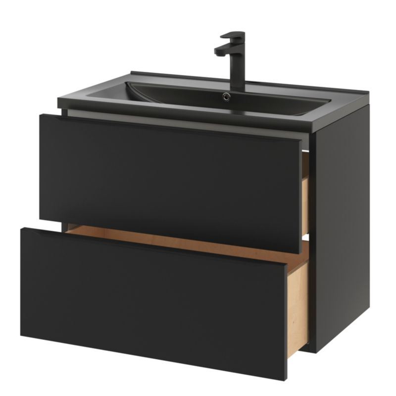 GoodHome Imandra væghængt vaskeskab 80 cm mat sort