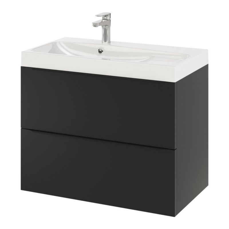 GoodHome Imandra væghængt vaskeskab 80 cm mat sort