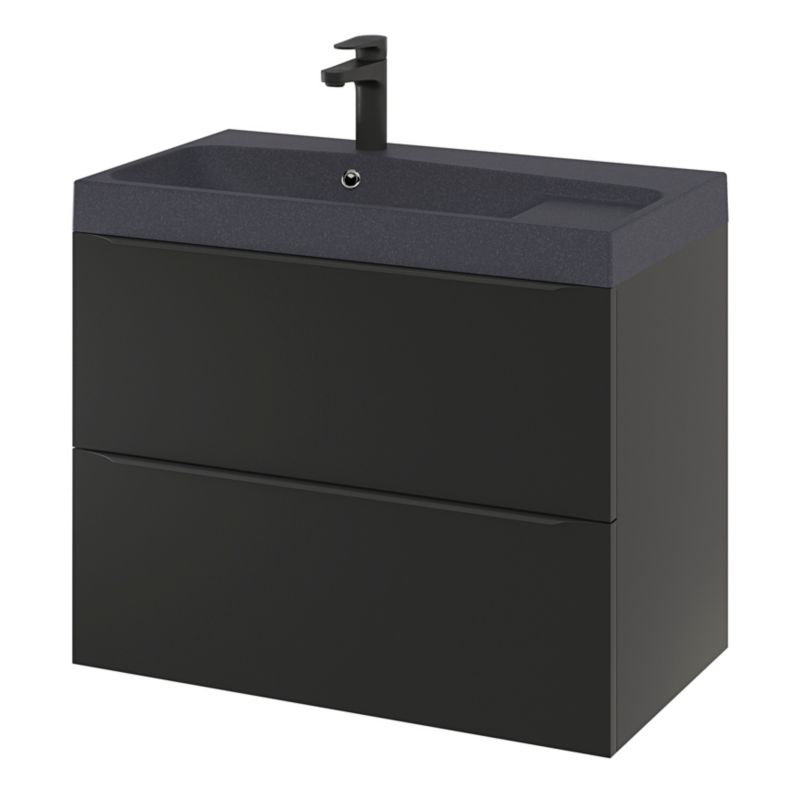 GoodHome Imandra væghængt vaskeskab 80 cm mat sort