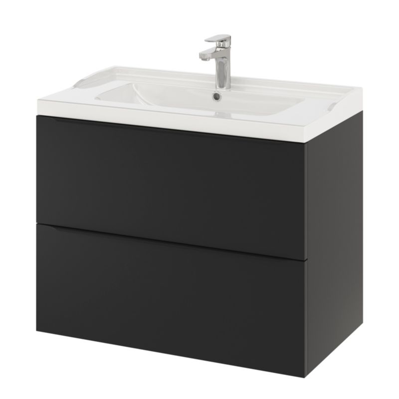 GoodHome Imandra væghængt vaskeskab 80 cm mat sort